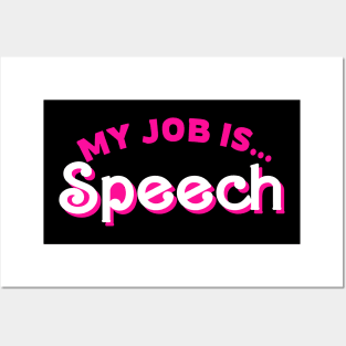 My Job Is Speech Retro Pink Style Speech Therapist SLP Posters and Art